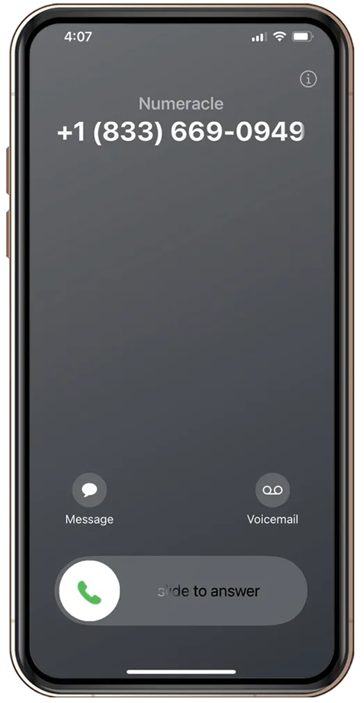 Numeracle branded call on iOS17 via Verizon
